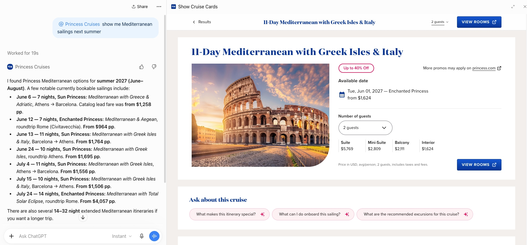 Princess Cruises Launches AI App in ChatGPT